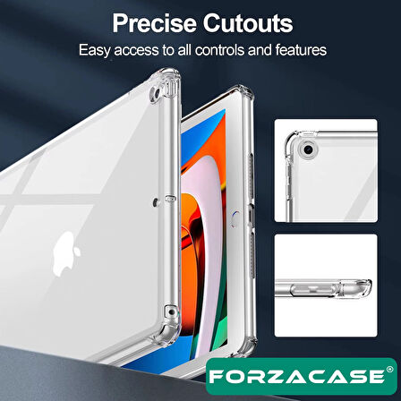 Forzacase iPad 7. Nesil 10.2 inch 2019 A2200 A2198 ile uyumlu Anti Shock Silikon Kılıf Şeffaf FC014