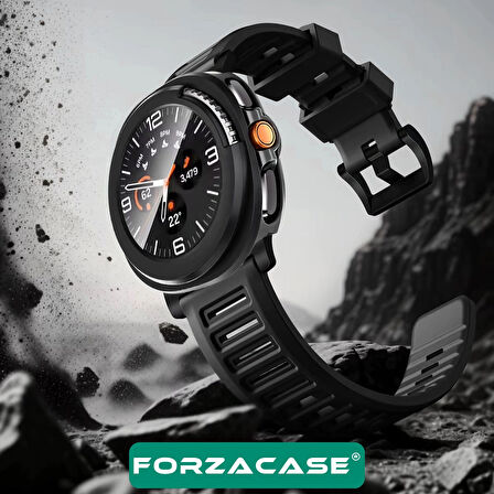 Forzacase Samsung Galaxy Watch 8 Classic 46mm için Ekran Korumalı Sert Rubber Kılıf FC015