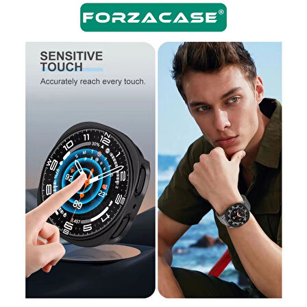 Forzacase Samsung Galaxy Watch 8 Classic 46mm için Ekran Korumalı Sert Rubber Kılıf FC015