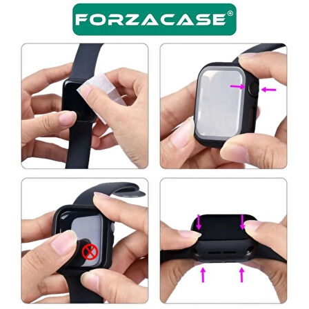 Forzacase Apple Watch 10 42mm Önü Kapalı Ekran Korumalı Sert Rubber Kılıf - FC015