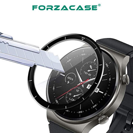 Forzacase Huawei Watch GT 2 Pro 46mm için Çerçeveli Tam Kaplayan 3D Pet Ekran Koruyucu Film - FC016