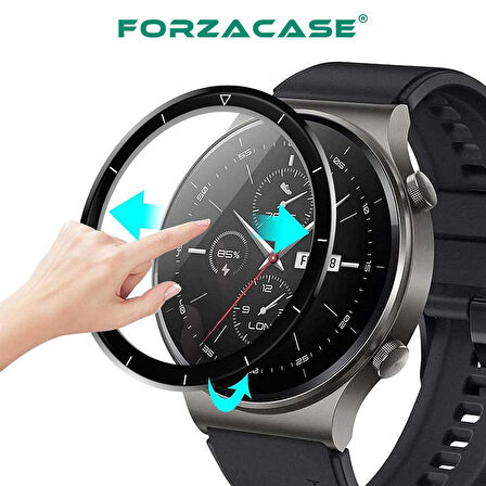 Forzacase Huawei Watch GT 2 Pro 46mm için Çerçeveli Tam Kaplayan 3D Pet Ekran Koruyucu Film - FC016