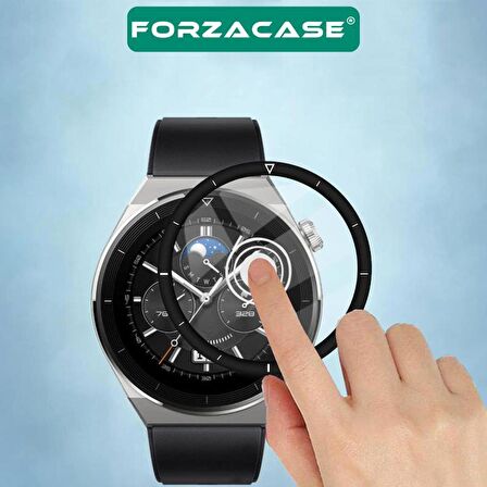 Forzacase Huawei Watch GT3 Pro 46 mm için Çerçeveli Tam Kaplayan 3D Pet Ekran Koruyucu Film - FC016