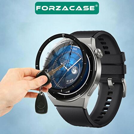 Forzacase Huawei Watch GT3 Pro 46 mm için Çerçeveli Tam Kaplayan 3D Pet Ekran Koruyucu Film - FC016