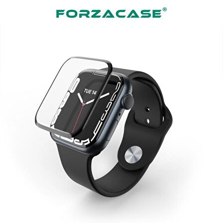 Forzacase Apple Watch 45mm Saatler için Çerçeveli Tam Kaplayan 3D Pet Ekran Koruyucu Film - FC016
