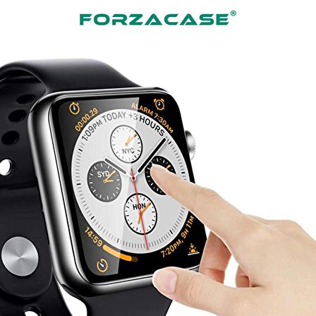 Forzacase Apple Watch 45mm Saatler için Çerçeveli Tam Kaplayan 3D Pet Ekran Koruyucu Film - FC016