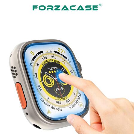 Forzacase Apple Watch Ultra 49mm için Çerçeveli Tam Kaplayan 3D Pet Ekran Koruyucu Film - FC016