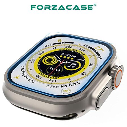Forzacase Apple Watch Ultra 49mm için Çerçeveli Tam Kaplayan 3D Pet Ekran Koruyucu Film - FC016