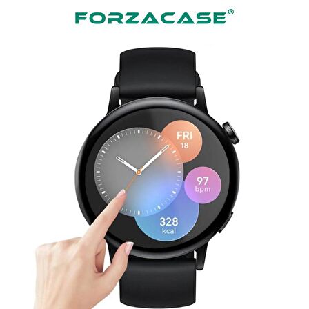 Forzacase Huawei Watch GT 3 42mm için Çerçeveli Tam Kaplayan 3D Pet Ekran Koruyucu Film - FC016