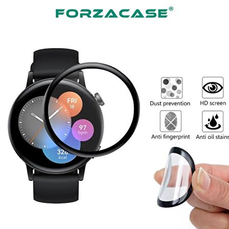 Forzacase Huawei Watch GT 3 42mm için Çerçeveli Tam Kaplayan 3D Pet Ekran Koruyucu Film - FC016