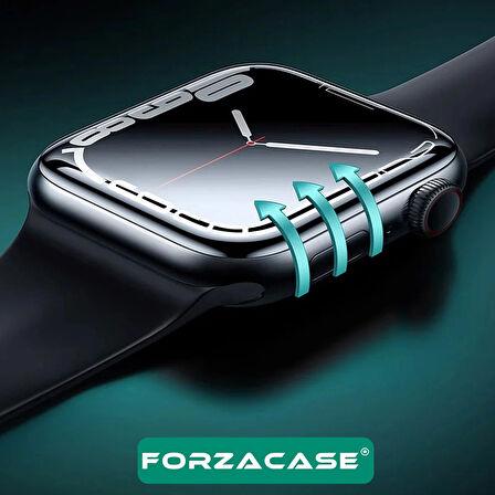 Forzacase Apple Watch 11 46 mm ile Uyumlu Çerçeveli Tam Kaplayan 3D Pet Ekran Koruyucu Film - FC016