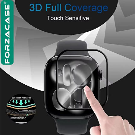Forzacase Apple Watch Ultra 3 49 mm ile Uyumlu Çerçeveli Tam Kaplayan 3D Pet Ekran Koruyucu Film - FC016