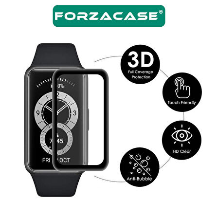 Forzacase Huawei Band 6 için Çerçeveli Tam Kaplayan 3D Pet Ekran Koruyucu Film - FC016