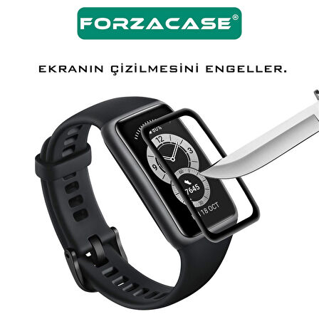 Forzacase Huawei Band 6 için Çerçeveli Tam Kaplayan 3D Pet Ekran Koruyucu Film - FC016