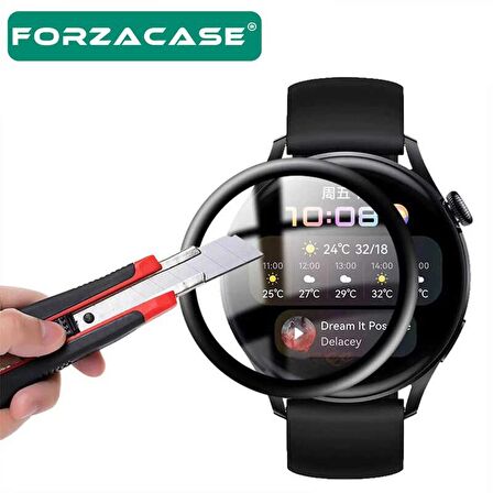 Forzacase Huawei Watch 3 için Çerçeveli Tam Kaplayan 3D Pet Ekran Koruyucu Film - FC016