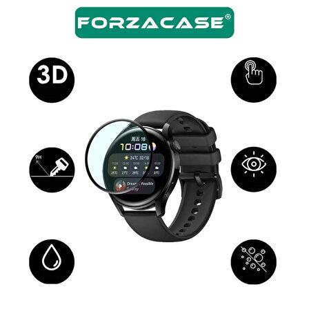 Forzacase Huawei Watch 3 için Çerçeveli Tam Kaplayan 3D Pet Ekran Koruyucu Film - FC016