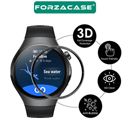 Forzacase Huawei Watch 5 46mm ile uyumlu Çerçeveli Tam Kaplayan 3D Pet Ekran Koruyucu Film - FC016