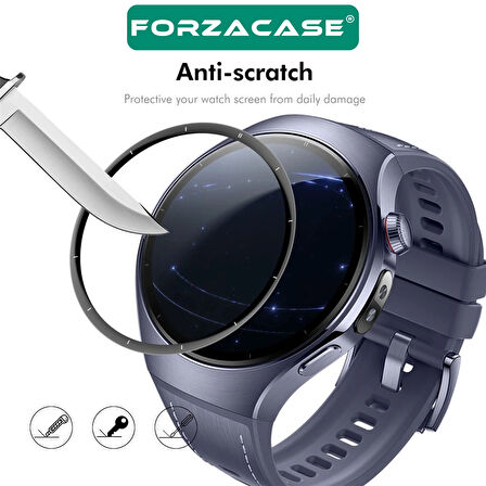 Forzacase Huawei Watch 5 46mm ile uyumlu Çerçeveli Tam Kaplayan 3D Pet Ekran Koruyucu Film - FC016