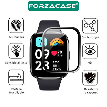 Forzacase Xiaomi Redmi Watch 5 Lite için Çerçeveli Tam Kaplayan 3D Pet Ekran Koruyucu Film - FC016