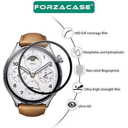 Forzacase Xiaomi Watch S1 Pro için Çerçeveli Tam Kaplayan 3D Pet Ekran Koruyucu Film - FC016