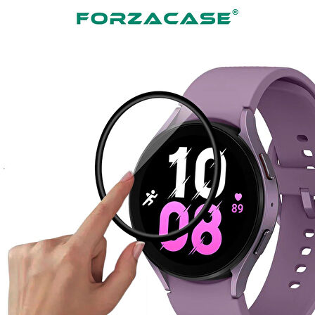 Forzacase Samsung Galaxy Watch 6 40mm için Çerçeveli Tam Kaplayan 3D Pet Ekran Koruyucu Film - FC016