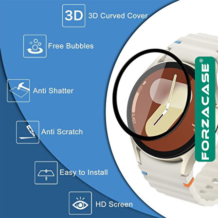 Forzacase Samsung Galaxy Watch 7 40mm için Çerçeveli Tam Kaplayan 3D Pet Ekran Koruyucu Film - FC016
