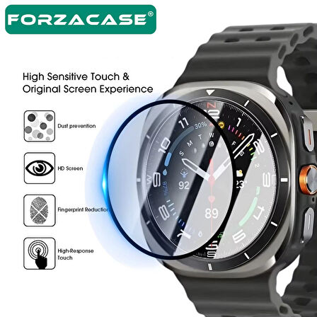 Forzacase Samsung Galaxy Watch 7 Ultra için Çerçeveli Tam Kaplayan 3D Pet Ekran Koruyucu Film FC016