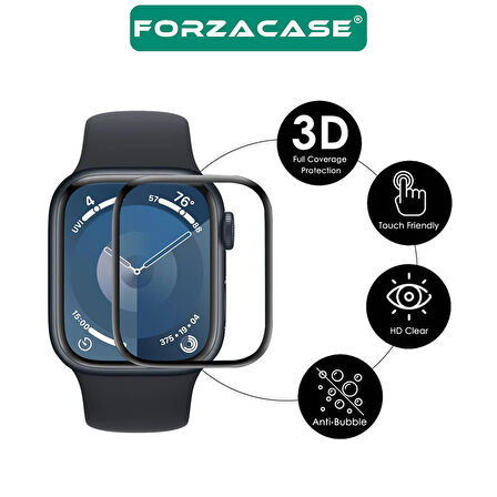 Forzacase Apple Watch Serisi 10 42mm için Çerçeveli Tam Kaplayan 3D Pet Ekran Koruyucu Film - FC016