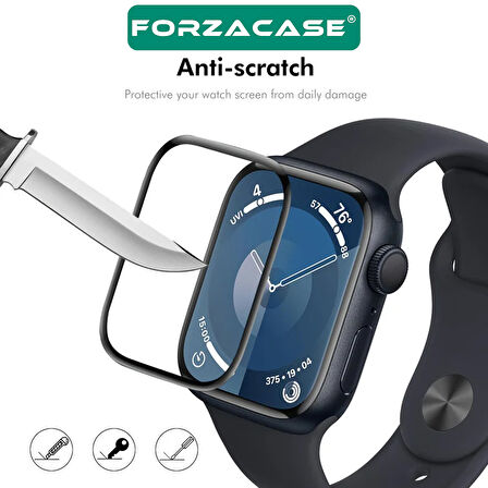 Forzacase Apple Watch Serisi 10 42mm için Çerçeveli Tam Kaplayan 3D Pet Ekran Koruyucu Film - FC016