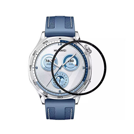Forzacase Huawei Watch GT5 46mm için Çerçeveli Tam Kaplayan 3D Pet Ekran Koruyucu Film - FC016