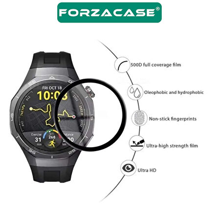 Forzacase Huawei Watch GT5 Pro 46mm için Çerçeveli Tam Kaplayan 3D Pet Ekran Koruyucu Film - FC016