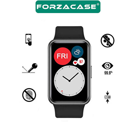 Forzacase Huawei Watch Fit 2 için Çerçeveli Tam Kaplayan 3D Pet Ekran Koruyucu Film - FC016