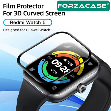 Forzacase Xiaomi Redmi Watch 5 ile uyumlu Çerçeveli Tam Kaplayan 3D Pet Ekran Koruyucu Film FC016