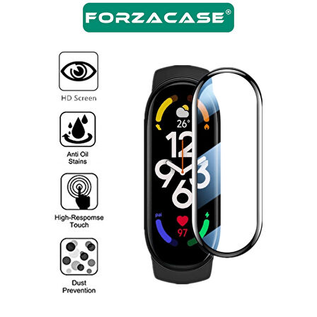 Forzacase Xiaomi Smart Band 10 ile uyumlu Çerçeveli Tam Kaplayan 3D Pet Ekran Koruyucu Film FC016