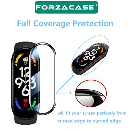 Forzacase Xiaomi Smart Band 10 ile uyumlu Çerçeveli Tam Kaplayan 3D Pet Ekran Koruyucu Film FC016