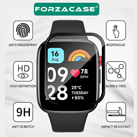 Forzacase Huawei Watch Fit 4 Pro için Çerçeveli Tam Kaplayan 3D Pet Ekran Koruyucu Film - FC016