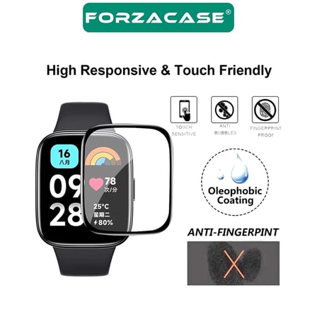Forzacase Redmi Watch 6 Lite ile uyumlu Çerçeveli Tam Kaplayan 3D Pet Ekran Koruyucu Film -FC016