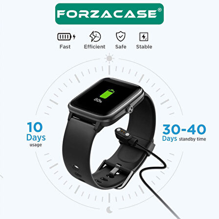 Forzacase 2 Pin 4.0 mm Konnektör Akıllı Saatler için Manyetik Şarj Kablosu - FC017