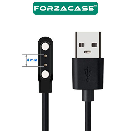 Forzacase 2 Pin 4.0 mm Konnektör Akıllı Saatler için Manyetik Şarj Kablosu - FC017