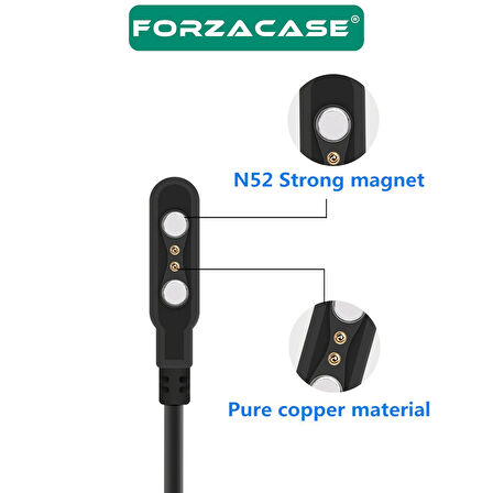 Forzacase 2 Pin 2.84 mm Konnektör Akıllı Saatler için Manyetik Şarj Kablosu - FC017