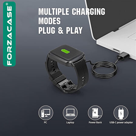 Forzacase 2 Pin 2.84 mm Konnektör Akıllı Saatler için Manyetik Şarj Kablosu - FC017