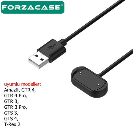 Forzacase Amazfit GTR 4 - 4 Pro / GTR 3 - 3 Pro ile uyumlu USB Manyetik Şarj Kablosu 1 metre - FC017