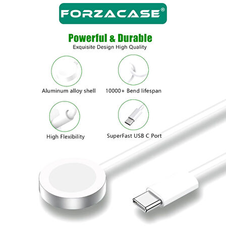 Forzacase Apple Watch 11 42mm ve 46mm ile uyumlu Type-C Manyetik Şarj Kablosu 1 metre - FC017