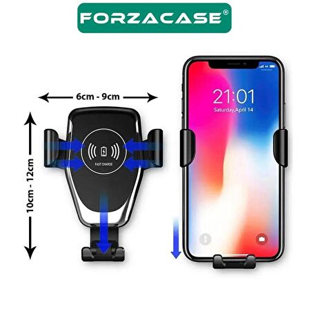 Forzacase Araç İçi Wireless Kablosuz Şarj Özellikli Telefon Tutucu Q12 - FC054