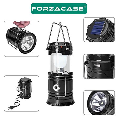 Forzacase Güneş Enerjili Solar 20 W Iki Fonksiyonlu Kamp Feneri 3200K Gün Işığı USB Şarjlı - FC090