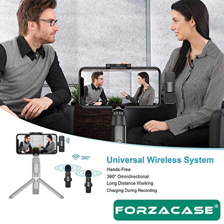 Forzacase Type-C Profesyonel Wireless Kablosuz Yaka Mikrofonu Lavalier - FC100
