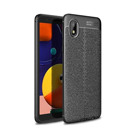 Forzacase Samsung Galaxy A01 ile uyumlu Deri Effect Serisi Silikon Kılıf
