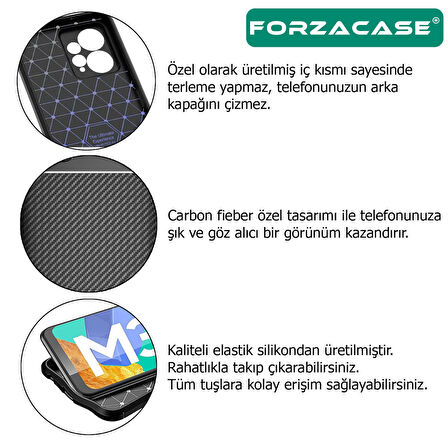 Forzacase Realme C21 uyumlu Onix Serisi Carbon Fieber Silikon Kılıf