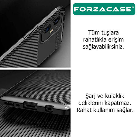 Forzacase Realme C21 uyumlu Onix Serisi Carbon Fieber Silikon Kılıf
