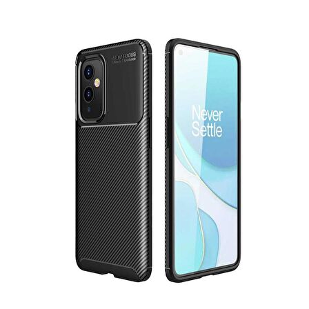 Forzacase OnePlus 9 uyumlu Onix Serisi Carbon Fieber Silikon Kılıf